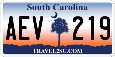 SC license plate AEV219