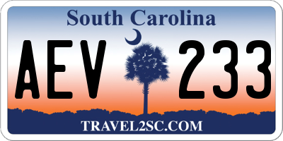 SC license plate AEV233