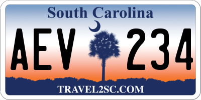 SC license plate AEV234