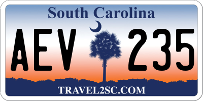 SC license plate AEV235