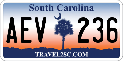 SC license plate AEV236