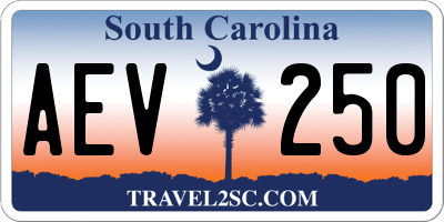 SC license plate AEV250