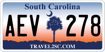 SC license plate AEV278