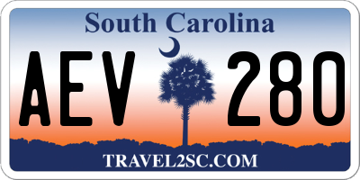 SC license plate AEV280