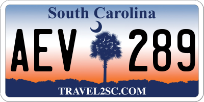 SC license plate AEV289