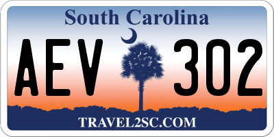 SC license plate AEV302