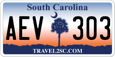 SC license plate AEV303