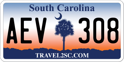 SC license plate AEV308