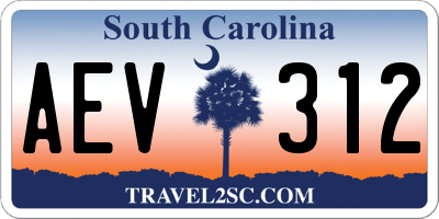 SC license plate AEV312