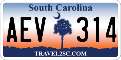 SC license plate AEV314