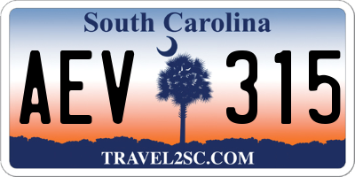 SC license plate AEV315