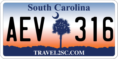 SC license plate AEV316