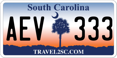 SC license plate AEV333