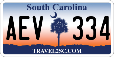 SC license plate AEV334