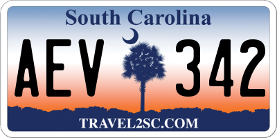 SC license plate AEV342