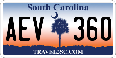 SC license plate AEV360