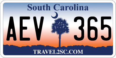 SC license plate AEV365