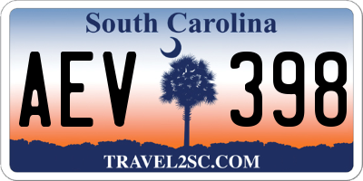 SC license plate AEV398