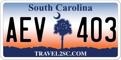 SC license plate AEV403