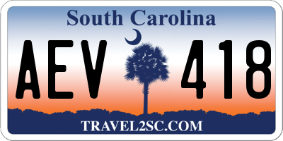 SC license plate AEV418
