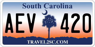 SC license plate AEV420
