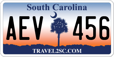SC license plate AEV456