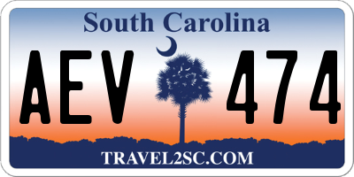 SC license plate AEV474