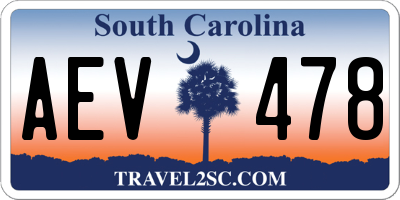 SC license plate AEV478