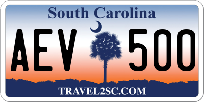 SC license plate AEV500