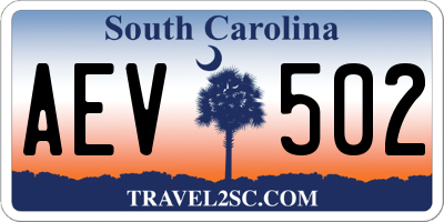 SC license plate AEV502