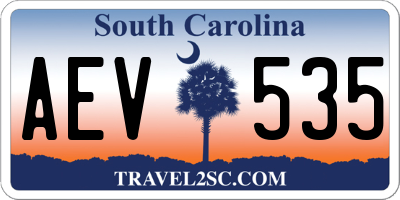 SC license plate AEV535