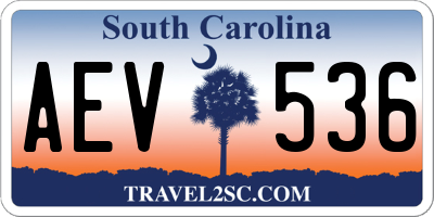 SC license plate AEV536