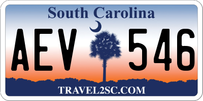 SC license plate AEV546