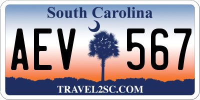 SC license plate AEV567