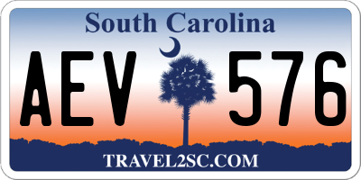 SC license plate AEV576