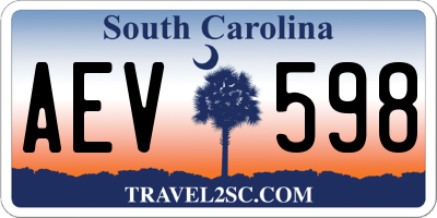 SC license plate AEV598