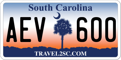 SC license plate AEV600