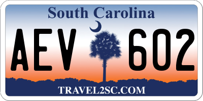 SC license plate AEV602