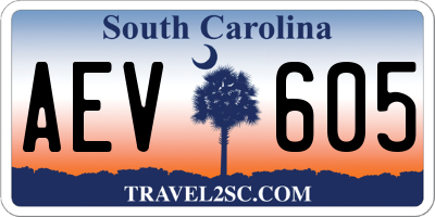 SC license plate AEV605