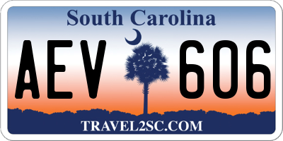 SC license plate AEV606