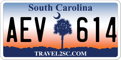 SC license plate AEV614