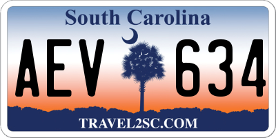 SC license plate AEV634