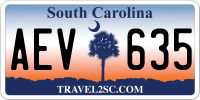 SC license plate AEV635