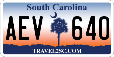 SC license plate AEV640