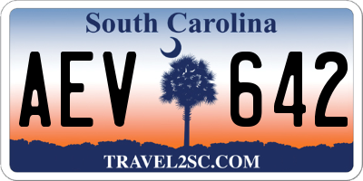 SC license plate AEV642