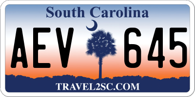 SC license plate AEV645