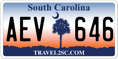 SC license plate AEV646