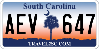 SC license plate AEV647