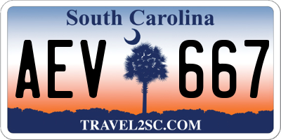 SC license plate AEV667