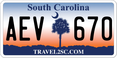 SC license plate AEV670